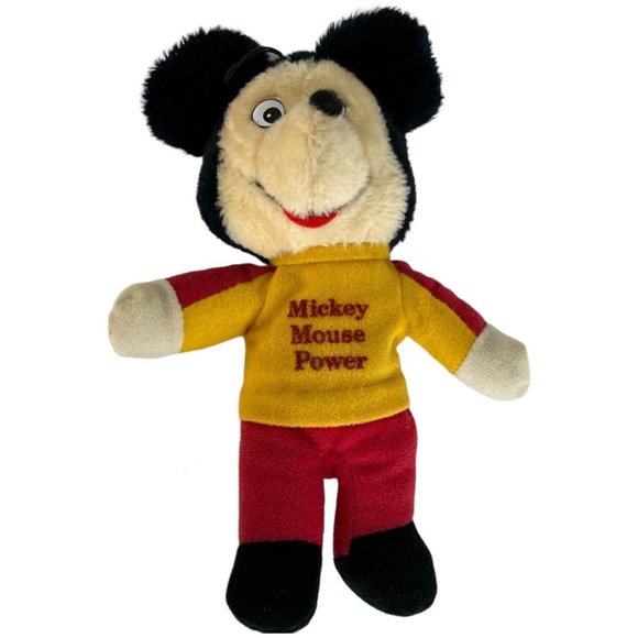Vintage Knickerbocker Mickey Mouse Power Plush 10” Stuffed Animal Disney Toy - Picture 3 of 9
